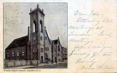 Trinity Baptist Church as seen from Southwest Corner of North 5th & Cooper Streets