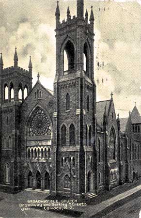Postcard showing Broadway Methodist Episcopal Church, dedicated 1898