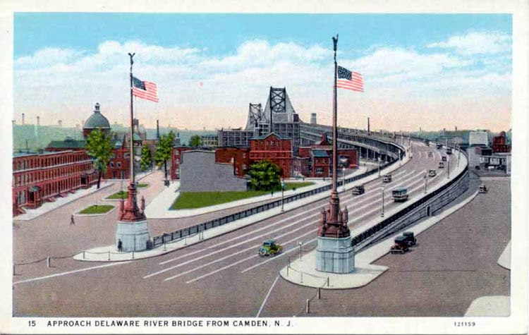 Linden Street and the approach to the Delaware River Bridge, 1926