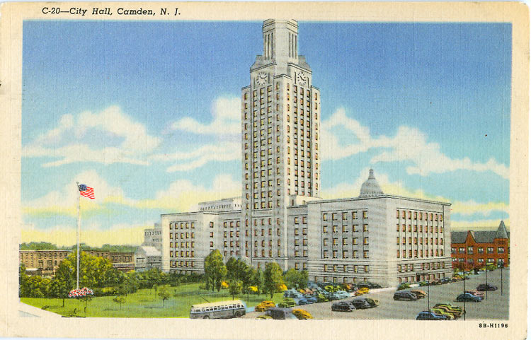 Camden City Hall, 1930s, as seen from 4th and Federal Street