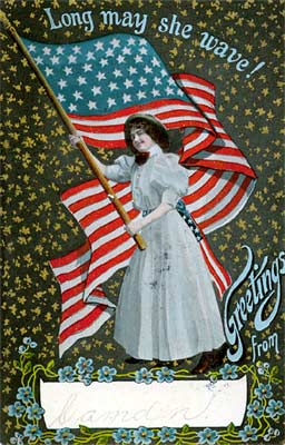 A WWI-era Greetings From postcard — the sender would write in the 'from'