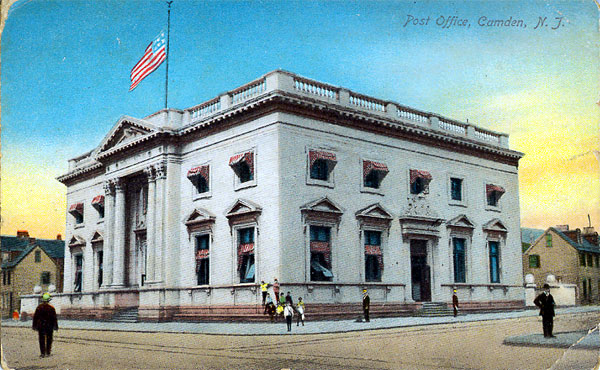 The U.S. Post Office, Camden NJ, postcard dated 1917