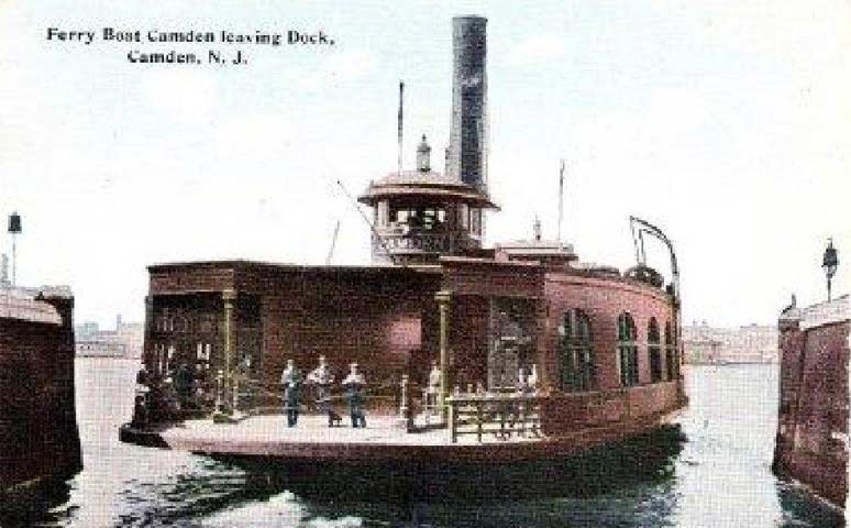 P.R.R. Ferry Boat CAMDEN leaving dock, Camden NJ