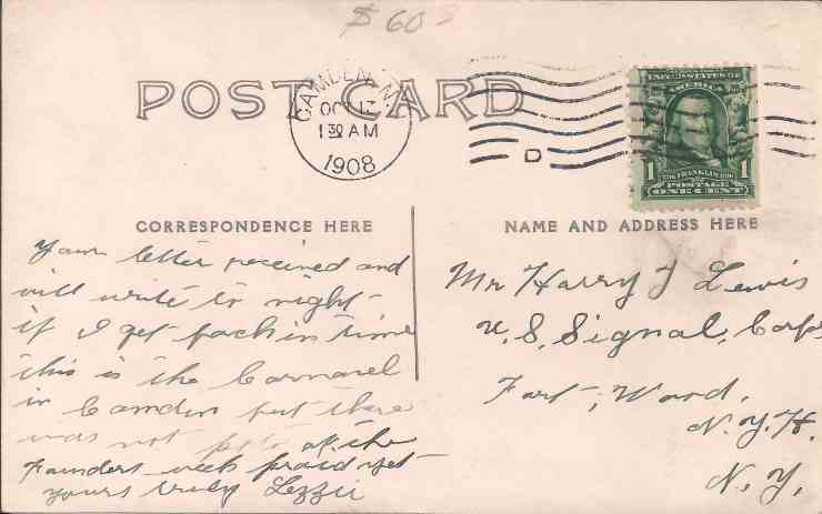 Kaighn Avenue West of Broadway, looking west on Kaighn Avenue from Baring Street, card mailed 1908