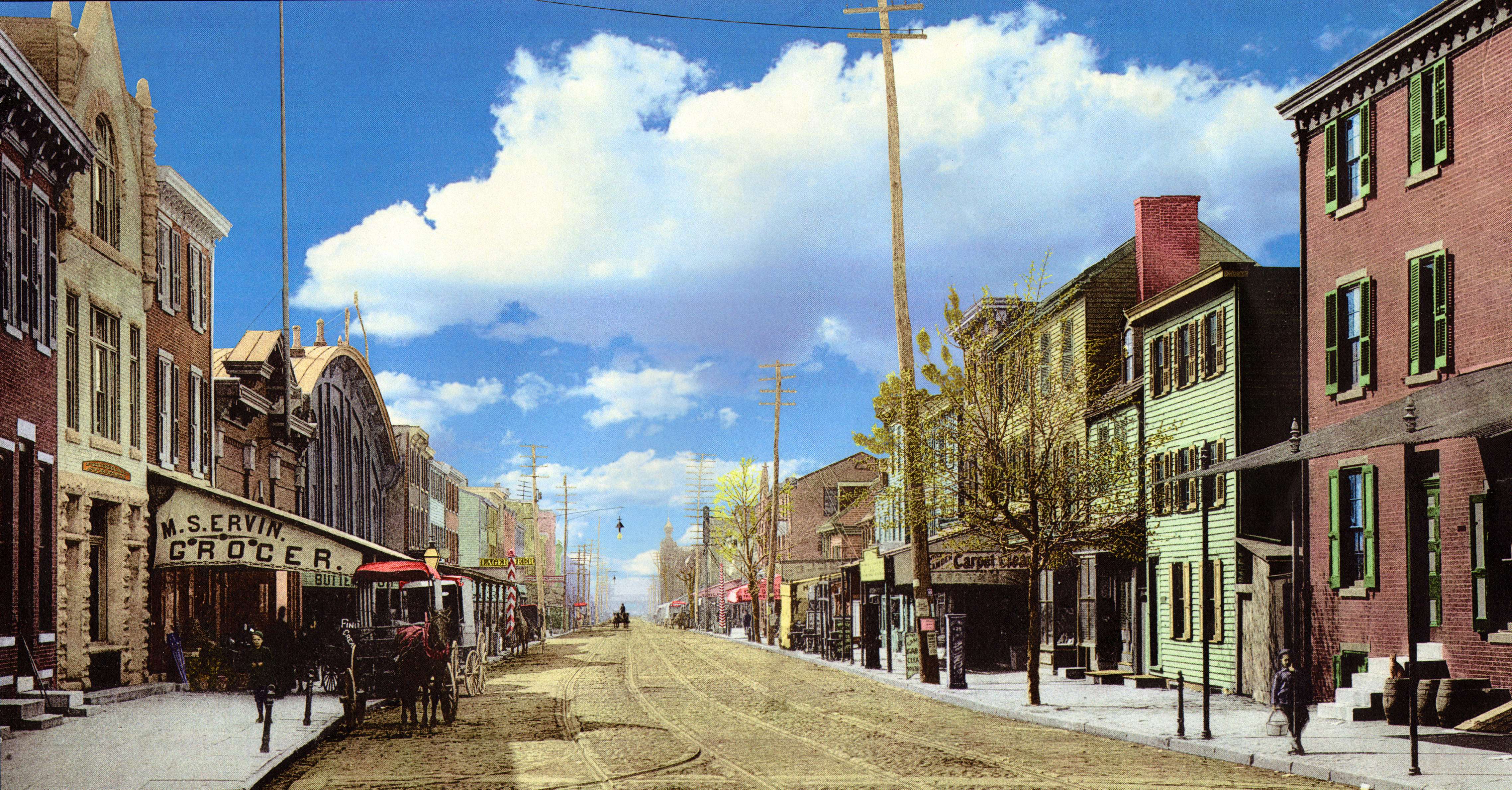 Federal Street, looking East from Fifth Street, circa 1890