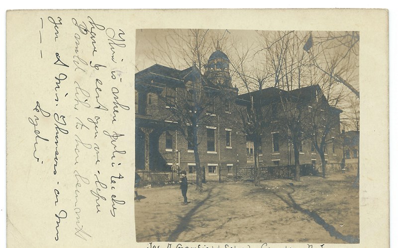 James A. Garfield School — early postcard photograph
