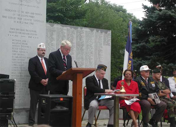 Ed Caffrey speaking. The woman in red is Gwendolyn Faison, Mayor of Camden NJ