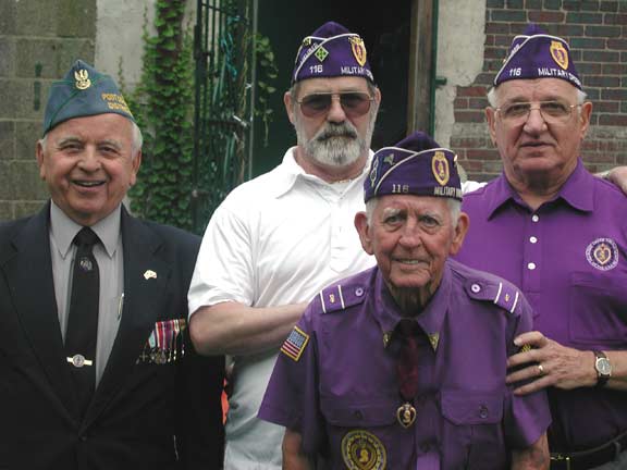 Far left: Michael Feret, Vice-Commander, American Legion Post 121 Camden NJ, Commander, Polish Army Veterans Post #121 Camden NJ. Left to right: Alvin Deford, James McNamee, Michael Gryzbowski, Military Order of the Purple Heart
