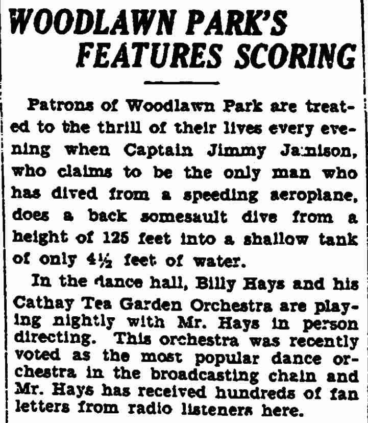 Woodlawn Park's Features Scoring, Trenton Evening Times, July 16, 1930