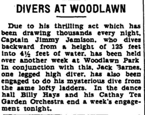 Divers at Woodlawn, Trenton Evening Times, July 19, 1930