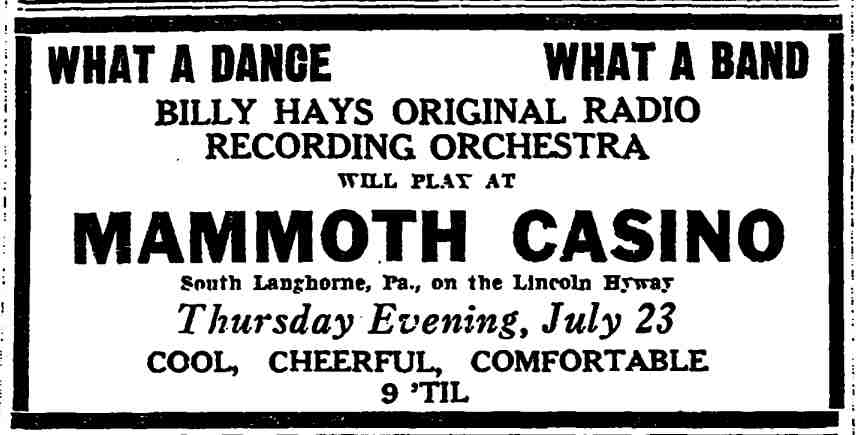 Mammoth Casino advertisement, Trenton Evening Times, July 22, 1931