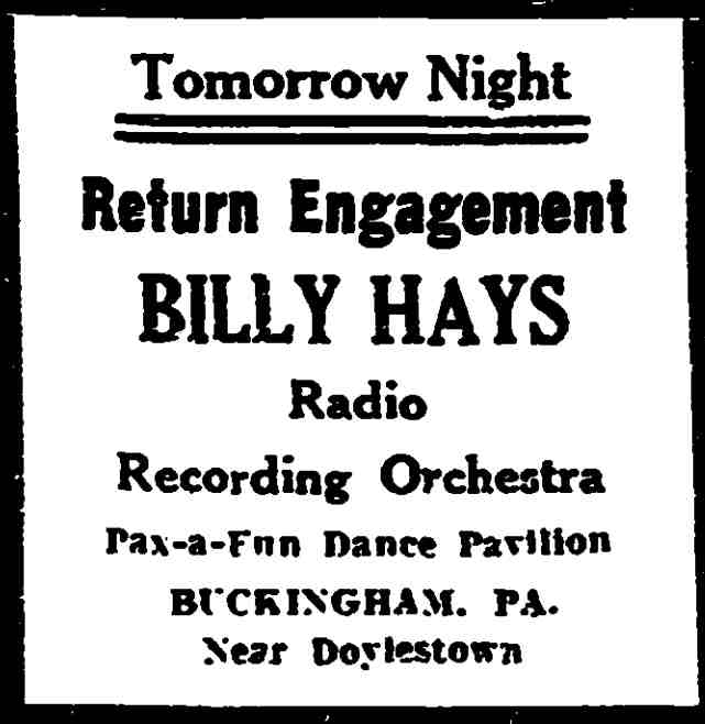 Return Engagement advertisement, Trenton Evening Times, September 9, 1931