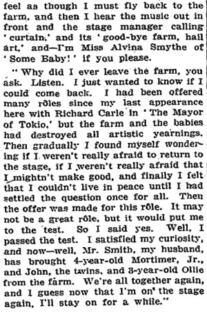 Minute Visits in the Wings — New York Times, August 22, 1915, column 2