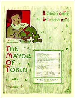 The Mayor of Tokio — sheet music cover, book by Richard Carle, music by Frederick Peters