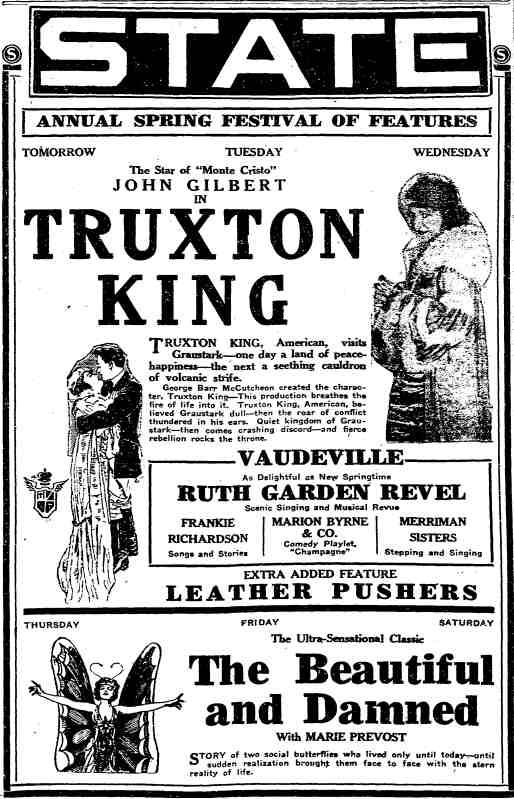 Trenton Evening Times — March 25, 1923, State Theatre vaudeville ad featuring Frankie Richardson