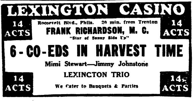 Trenton Evening Times — November 22, 1940 — Lexington Casino ad