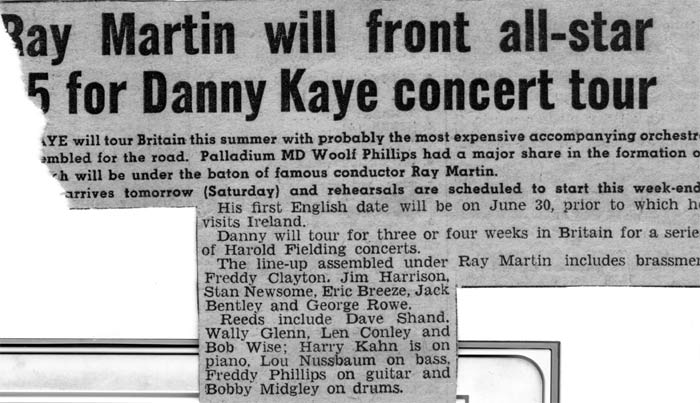 Harry Kahn with Ray Martin on the Danny Kaye tour of the United Kingdom, 1948