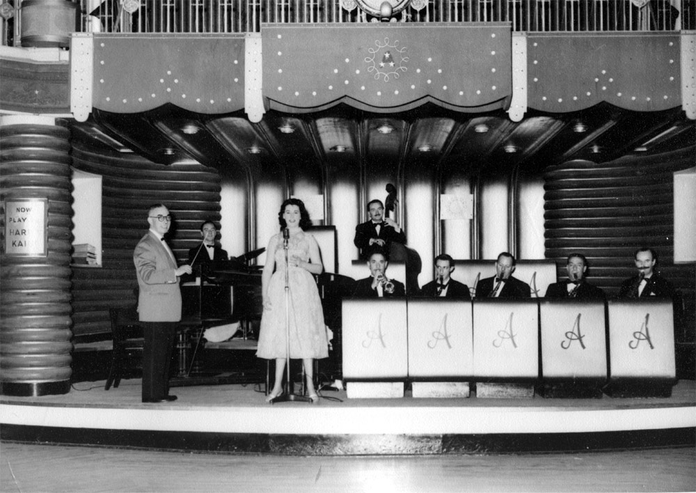 The Harry Kahn Orchestra, 1950s — Harry Kahn conducting, Brother David Kahn on trumpet, Brother Alfie Kahn on tenor saxophone