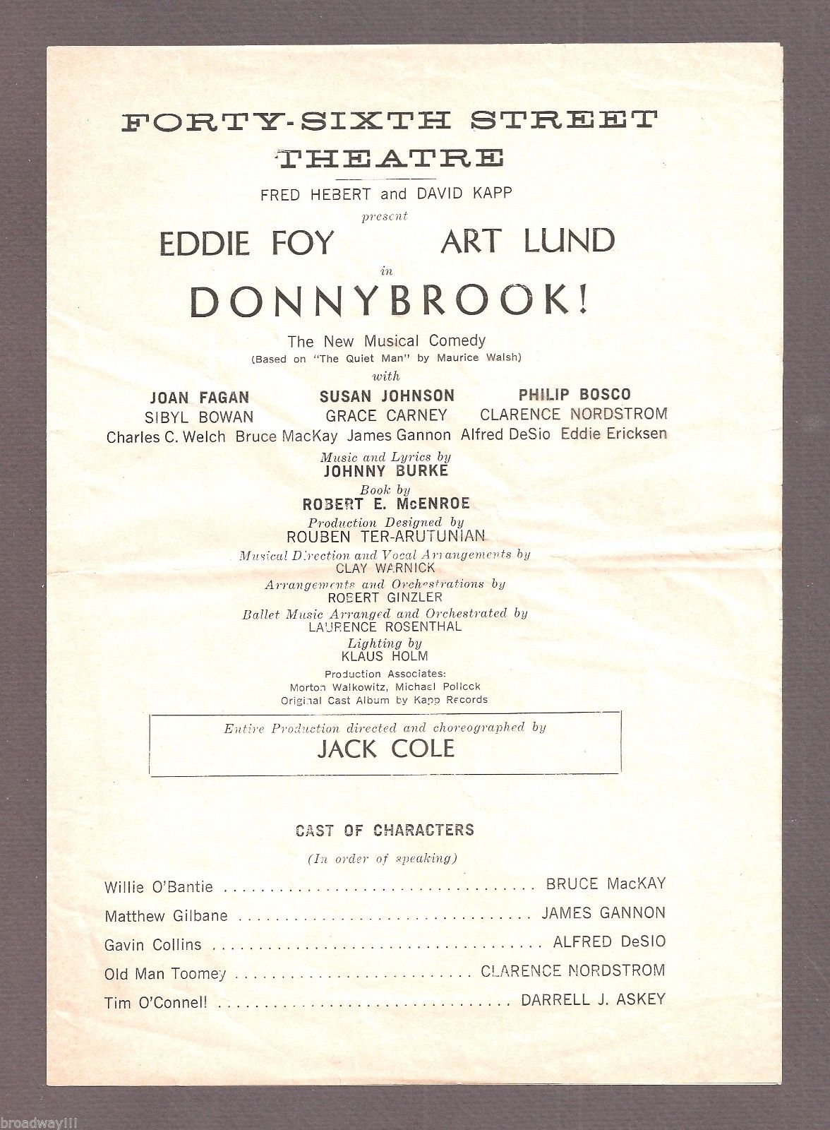 Art Lund and Joan Fagan in Donnybrook!, 1961