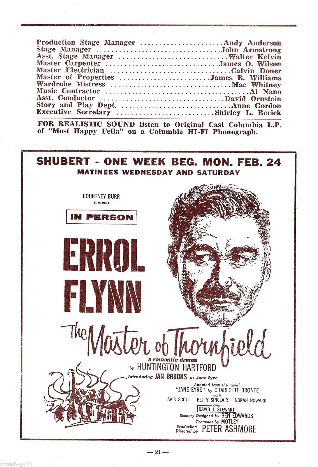 Production credits and Errol Flynn coming attraction