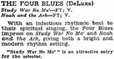 Billboard Magazine review, The Four Blues, January 12, 1946