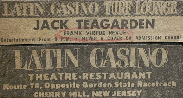 Frank Virtue at the Latin Casino advertisement
