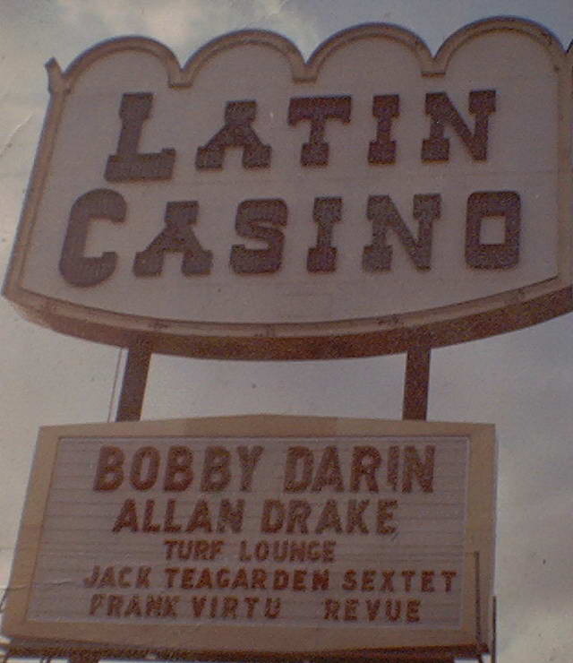 Frank Virtue at the Latin Casino sign
